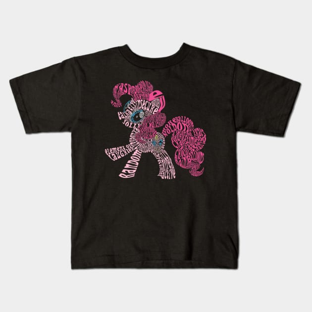 Wordy Pinkie Pie Kids T-Shirt by WanWanWana